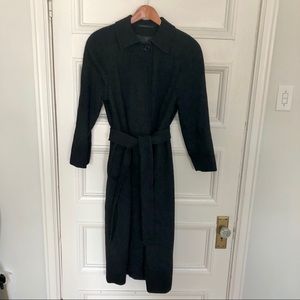 Aquascutum Cashmere Wool Black Belted Long Coat